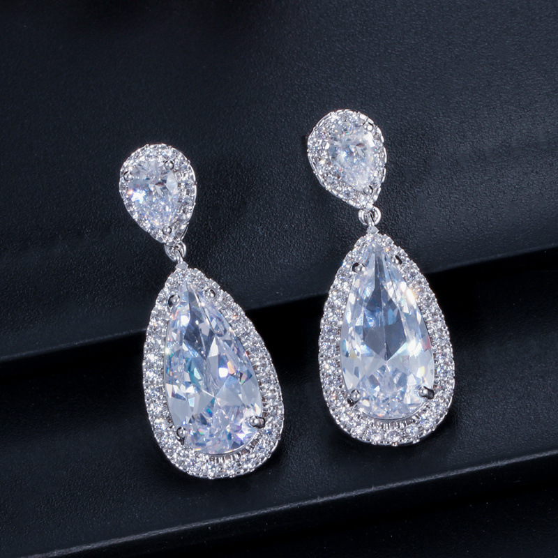 2025 Choucong Brand Unique Dangle Earrings Luxury Jewelry Large Water Drop 5A Cubic Zircon CZ Diamond Bride Women Lady Party Wedding Earring Gift