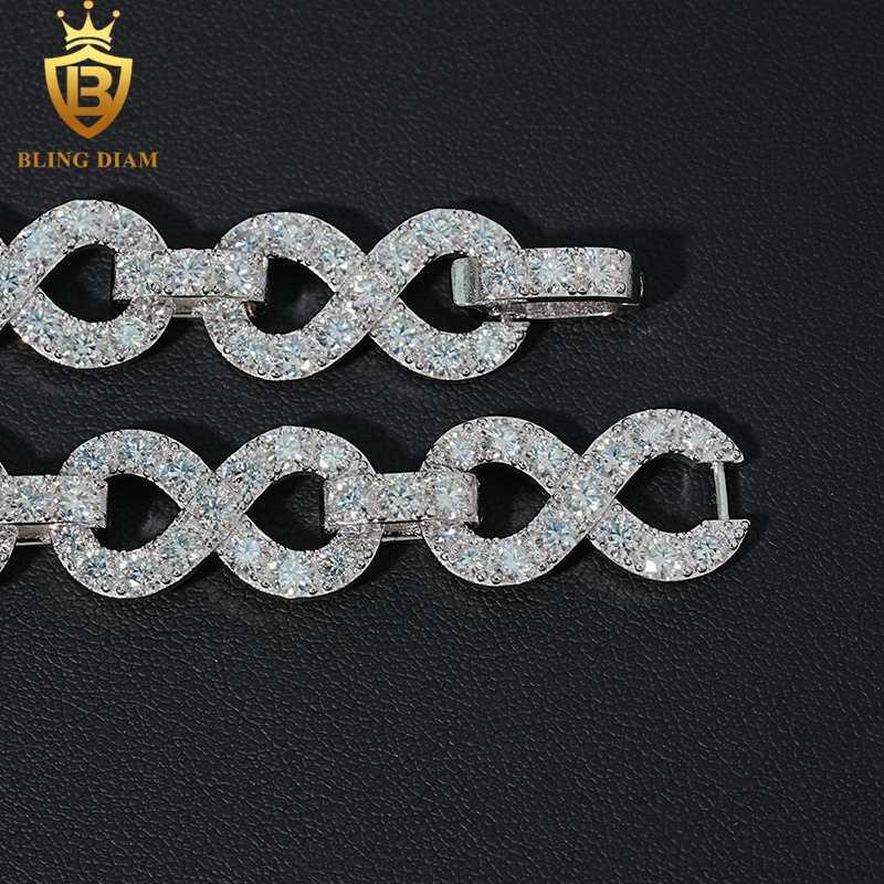 13MM Hip Hop Jewelry Cuban Link Chain Bracelet 925 Sterling Sliver Iced Out Moissanite Diamond