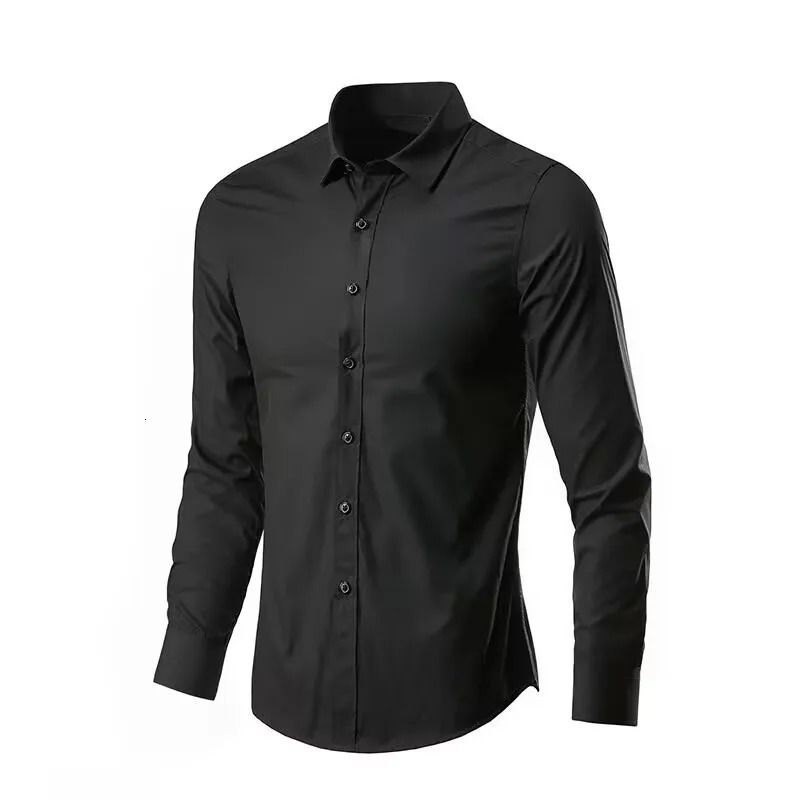 Mens Elastic Spring And Autumn long Sleeve Shirt Anti-wrinkle Free ironing Business Comfort Fashion Breathable Slim 250217