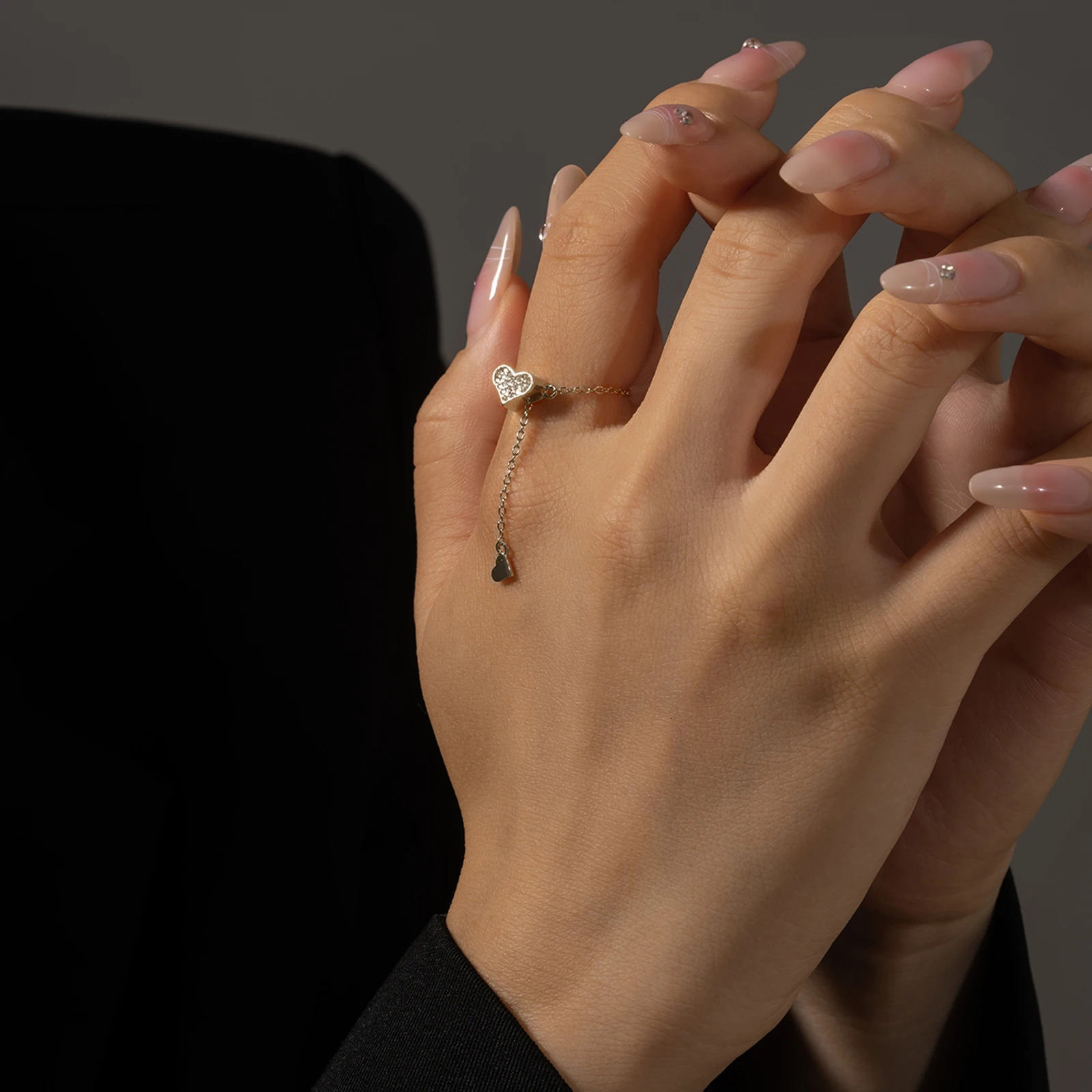 VEWANT Women 925 Sterling Silver Heart Zircon Adjustable Flexible Fix Pulling Rings Birthday Party Fashion Fine Jewelry 250214