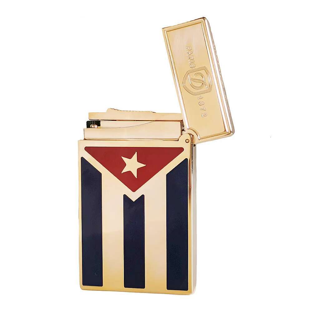 Cuba Gas Lighters Brass Lacquer Cuban Flag Smoking Accessories Tobacco Cigar Cigarette Men Gift Collections Ding Sound