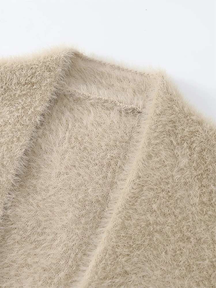 Women's 2024 Autumn And Winter New Style Simple Hem Slit Hollow Women's Cashmere Cardigan Medium-Length Knitted Jacket