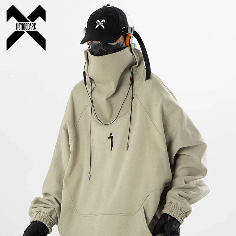 11 BYBB'S DARK Men Turtleneck Hoodies Techwear 2023 Winter Haruku Function Hoodie Hip Hop Streetwear Pullover Sweatshirts