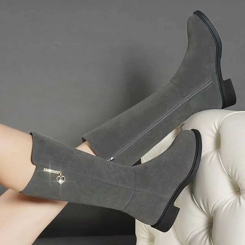Hot Women Autumn Boots Casual Flat Boots Plus High Warm Cott Shoes Fi Side Zip Women Winter New 6988XJ250217