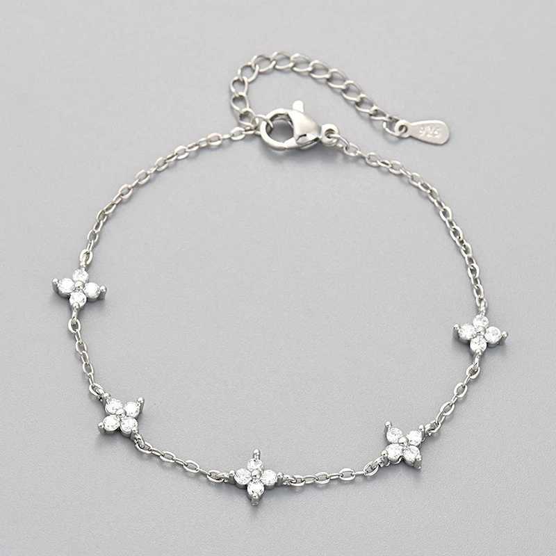 Chain 925 sterling silver sparkling zircon flower bracelet feminine charm birthday party jewelry gift H250217