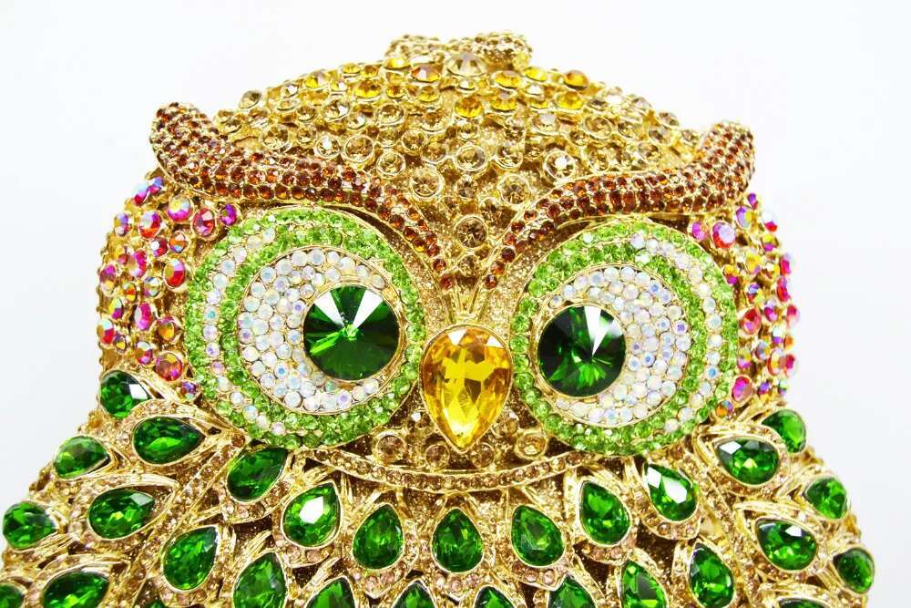 Animal Owl Designer women Evening pochette handmade prom Clutch bags party purse Crystal Stone Day Clutches SC020
