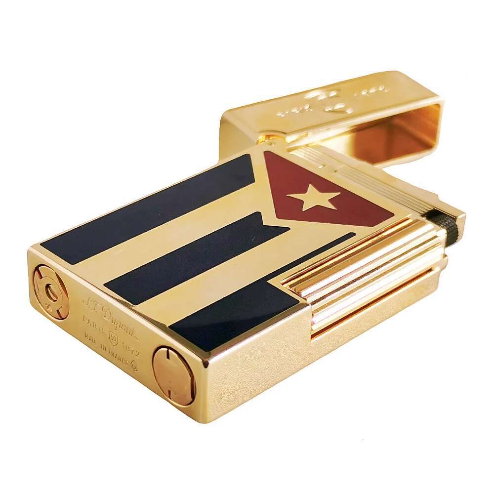 Cuba Gas Lighters Brass Lacquer Cuban Flag Smoking Accessories Tobacco Cigar Cigarette Men Gift Collections Ding Sound