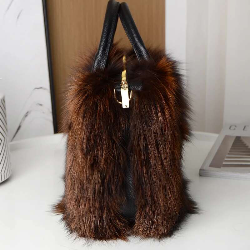 Red Fox Handbag Women Single Crossbody Lady Clutch Real Fur Tote Bag Winter Ladies Warm Shoulder Bags