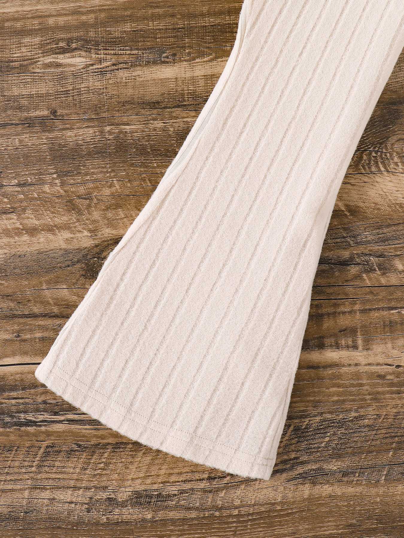 Spring and autumn childrens clothing suitable for girls fashion outdoor leisure sportswear loose apricot hoodie flared pants W250218