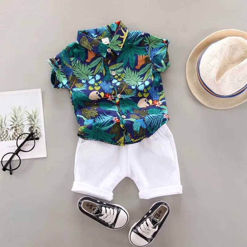 Baby clothing baby clothing 0-5 years old summer short sleeved set baby printed shirt casual shorts two-piece set W250218