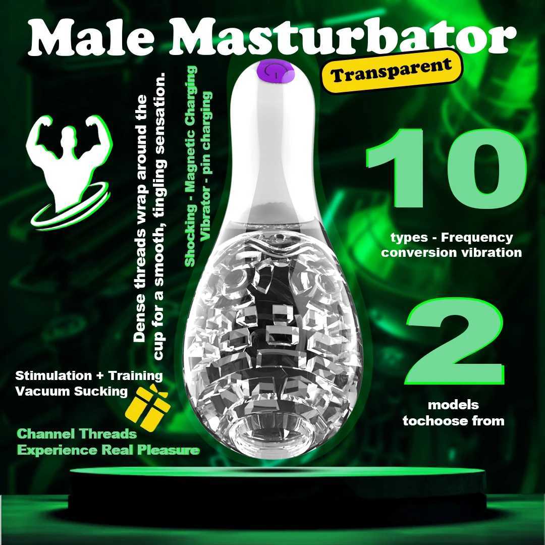 Automatic Sucking Masturbator for Men 0 Speeds Vibrator Glans Trainer Penis Massage Transparent Aircraft Cup Sex Toys for Man W250218