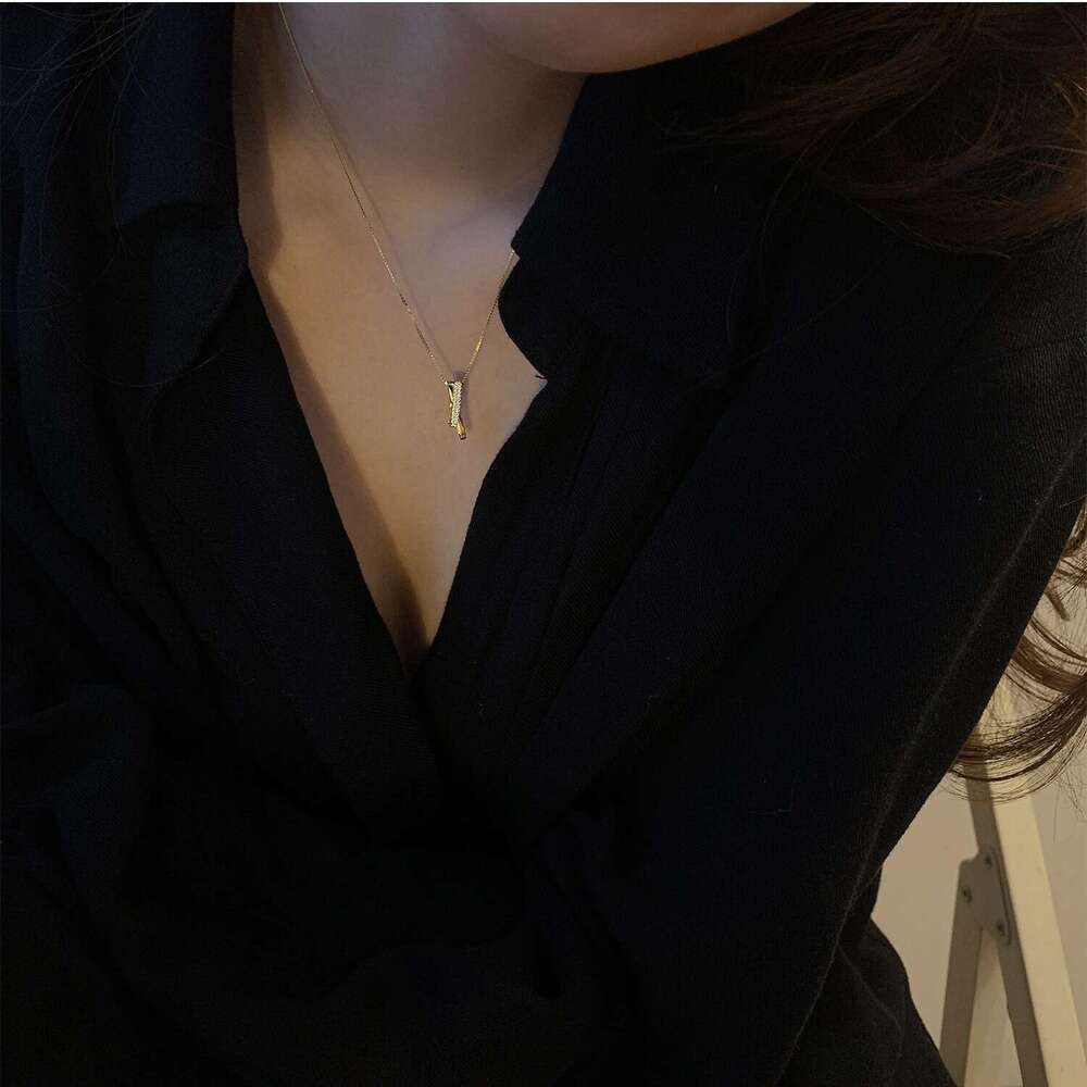Ticci Pure Sier Geometric Buckle Necklace 2023 New Women's Instagram Minimalist Collar Chain Light niche