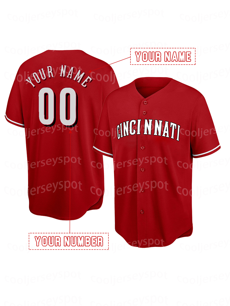Personalized Custom 44 Reds Elly De La Cruz Baseball Jerseys Tyler Stephenson Hunter Greene Spencer Steer CincinnatiJerseys Any Name Number Mens Women