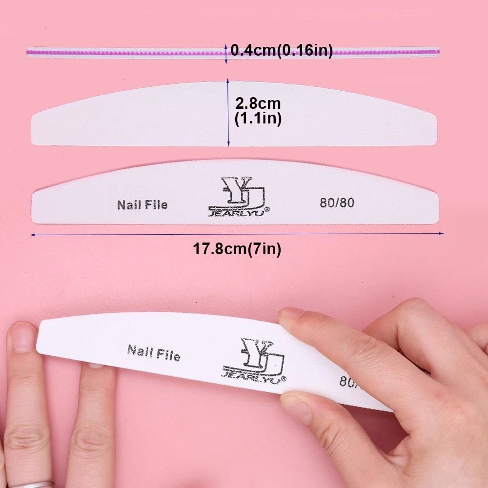 25/50 Pcs/Lot Half Moon Pringting Nail File Product Washable Acrylic Nail Files Tools Grit 80/100/150/180/240 For Nails Shop/DIY 250214