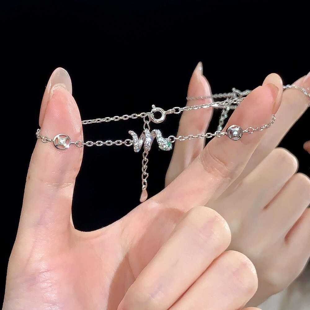 Tiqi New Chinese Spirit Surrounding Bracelet for Women S Pure Sier Sparkg Zirconia Coins Zodiac Snake Handpiece Trendy