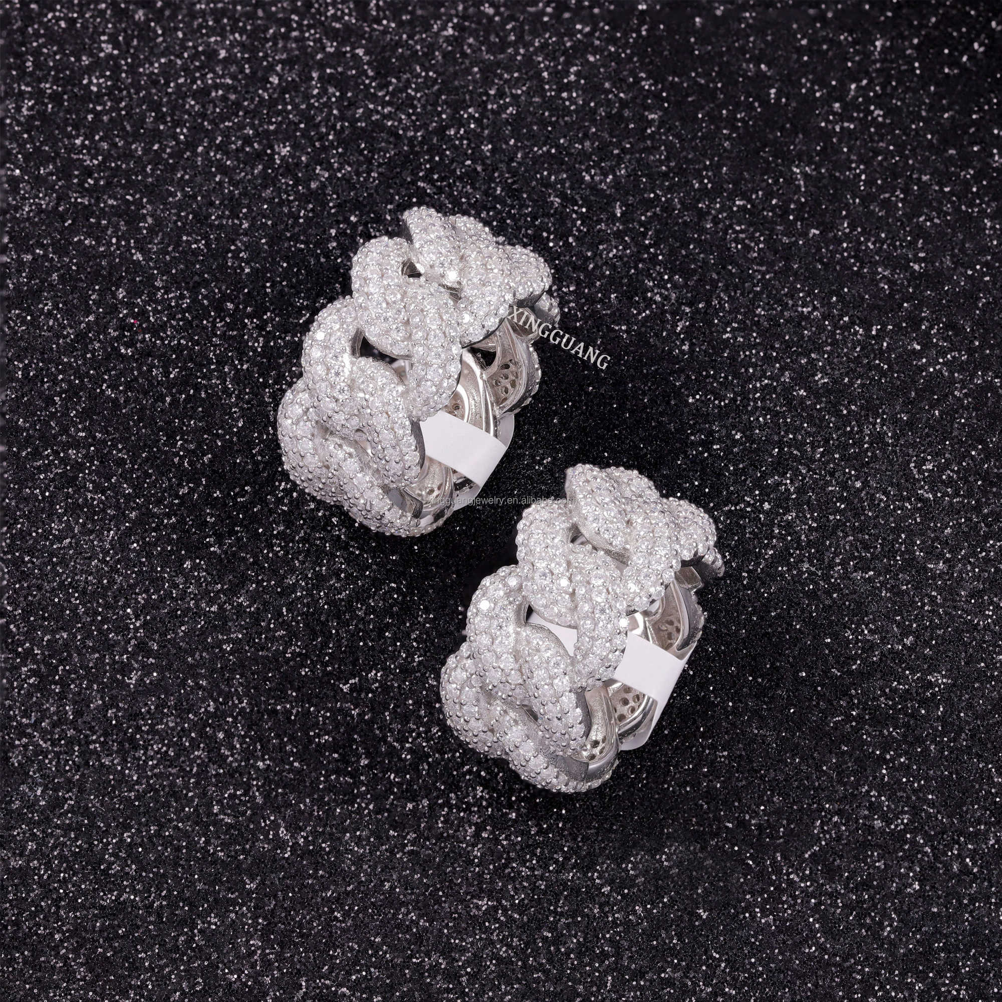 Wholesale factory price in stock moissanite jewelry 925 silver iced out diamond cuban rings moissanite hip hop ring