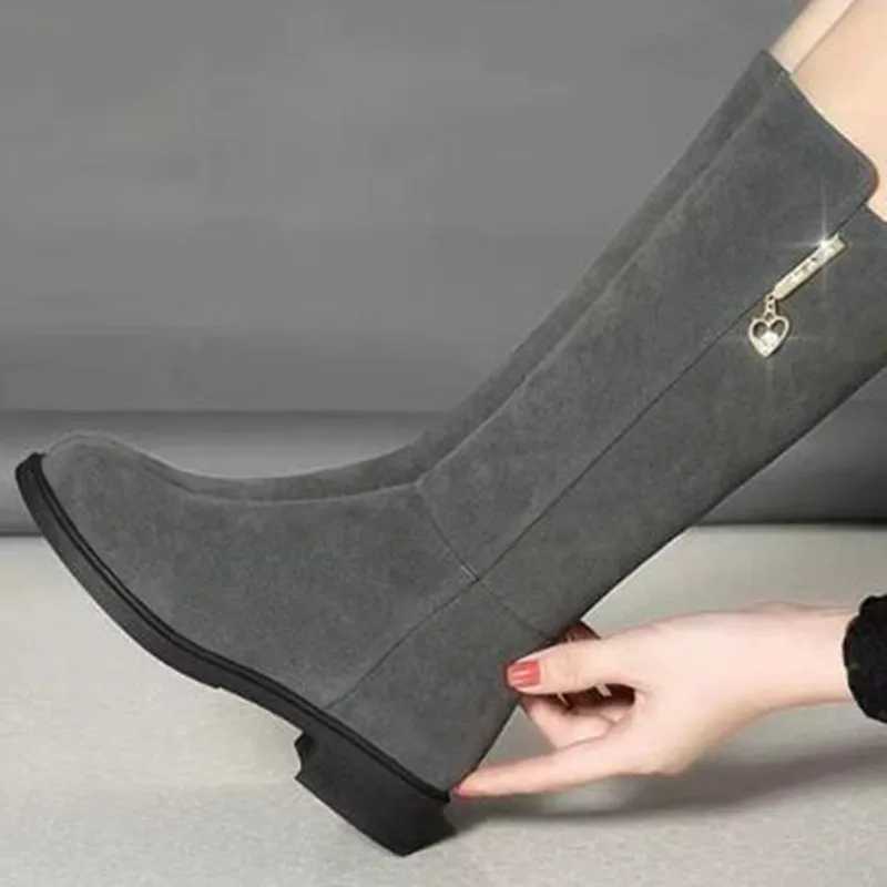 2025 New Women Warm Plush Snow Boots Casual Flat All-mah Cott Fi Side Zipper Winter Shoes Thigh High Boot Botas MujerXJ250217