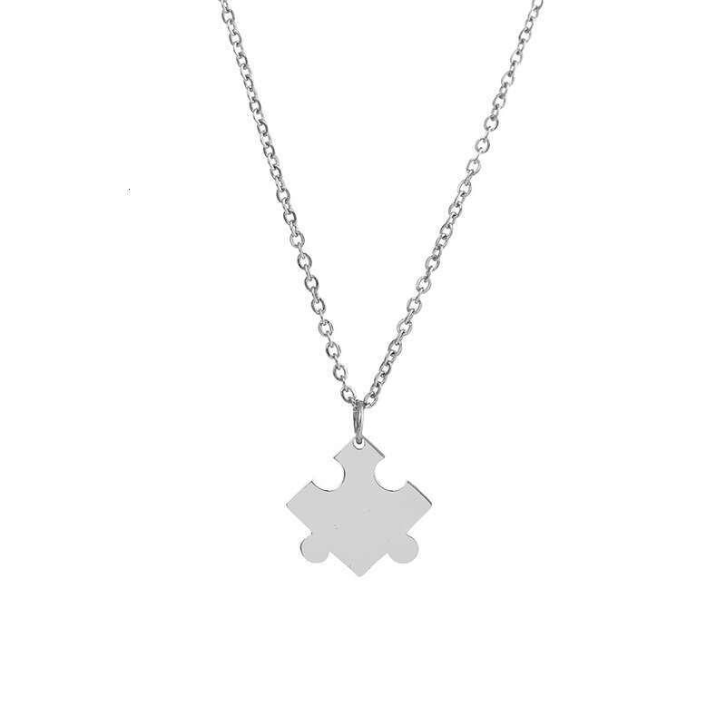 Korean version of minimalist Instagram style couple love building block necklace creative splicing 2-in-1 hip-hop pendant