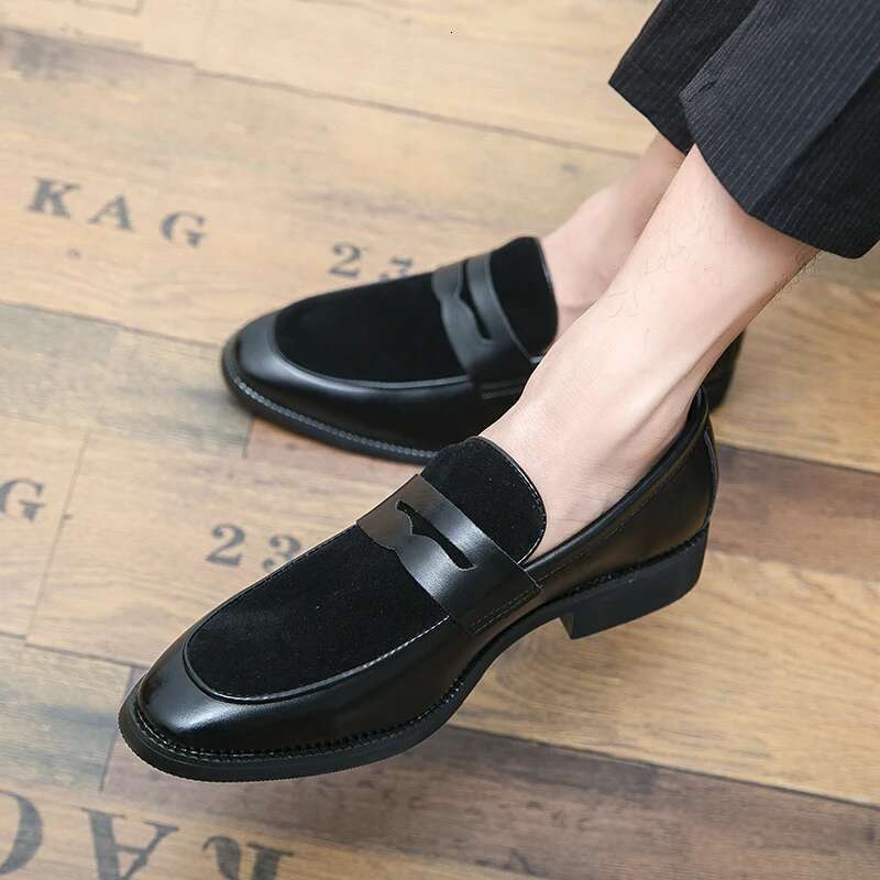 Italian Moccasins Suede Oxford Men Loafers Classic Original Derbies Pointed Toe Dress Leather Slip-On Wedding Shoes