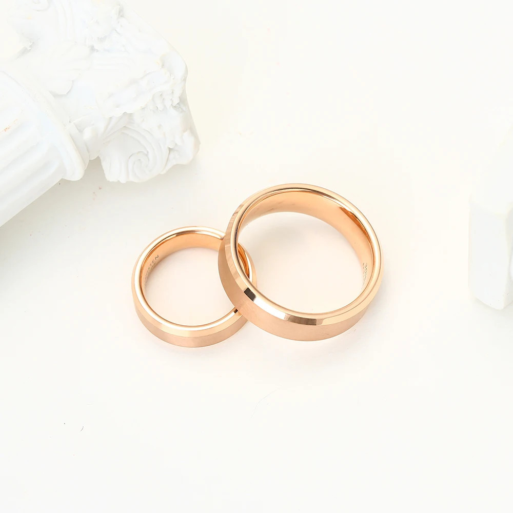 Tungsten Carbide Engagement Rings for Men Women Rose Gold Color Wedding Bands Beveled Edges Matted Finish Comfort Fit 250213