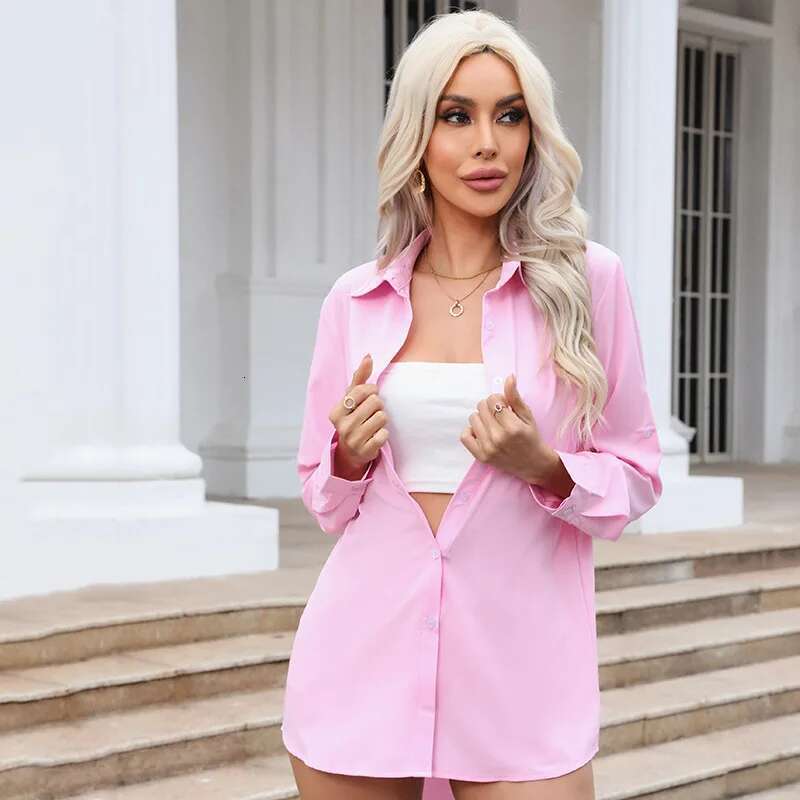 Casual Shirts White Women Sleeve Blouse Office Lady Long Shirt Woman Oversize Blouses OL Female Clothing