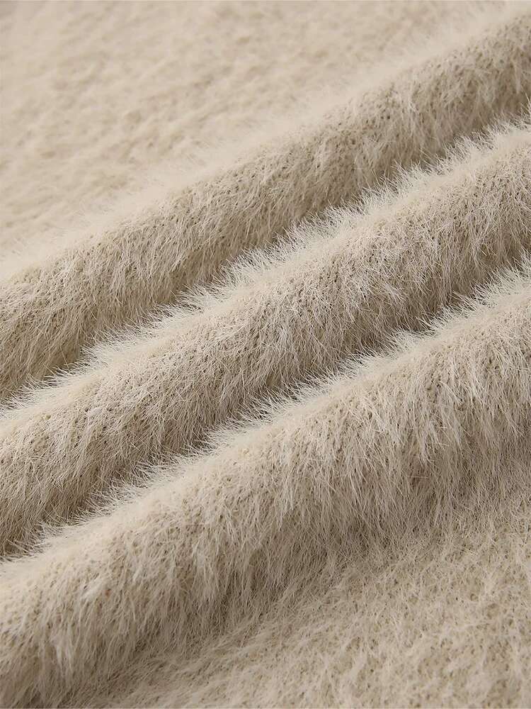 Women's 2024 Autumn And Winter New Style Simple Hem Slit Hollow Women's Cashmere Cardigan Medium-Length Knitted Jacket