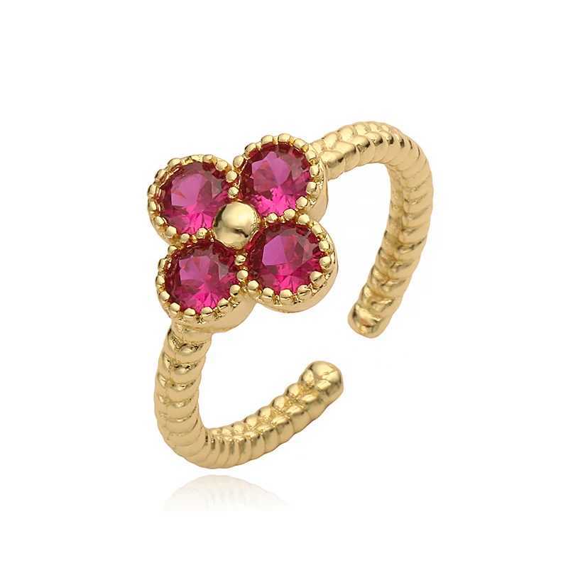 Cluster Rings Hexing high-quality twisted round mouth small flower wreath with multiple colors for women open adjustable sweet and romantic H250217