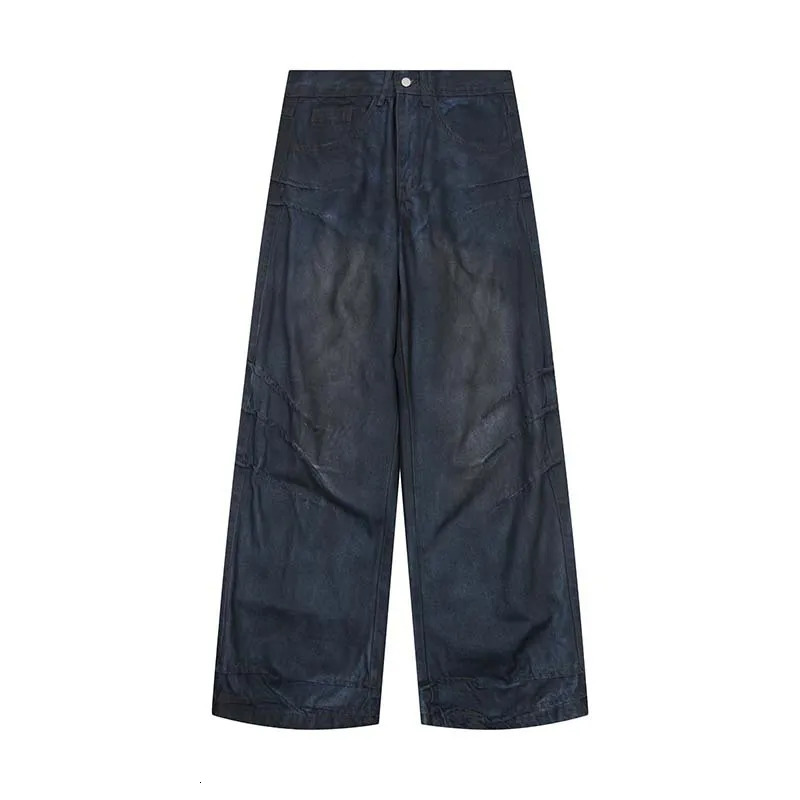 High Street Y2k Jeans Men Distress Water Washed loose Denim Pants Wide Leg Baggy Jeans Vintage Y2k Clothes Men 250206