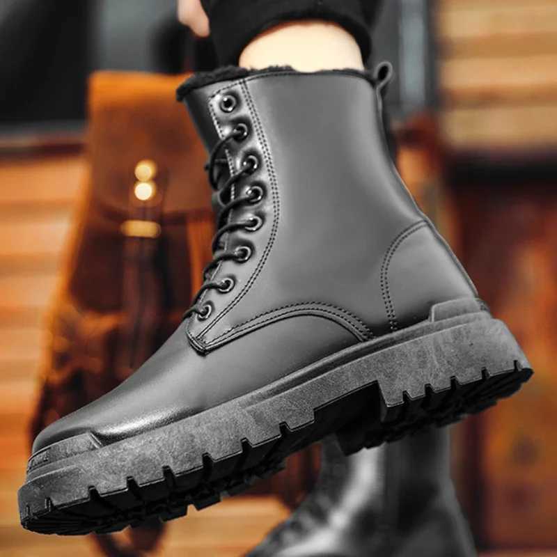 Winter boots For Men Black Boots Casual sneaker shoes men PU Leather Autumn Mens boots Mens safety shoes botas para hombre XJ250217