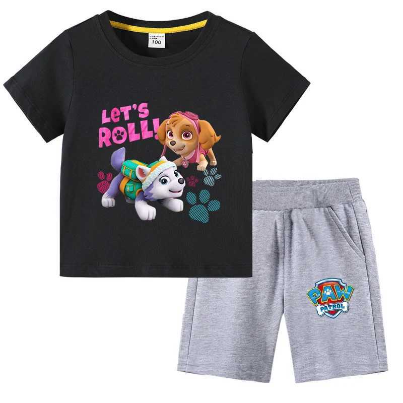 P Patrol Girls Set Kids Short Sleeve T-Shirt And Shorts 2-Piece Outfits Boys Suit Childrens Cotton Summer Clothes W250218