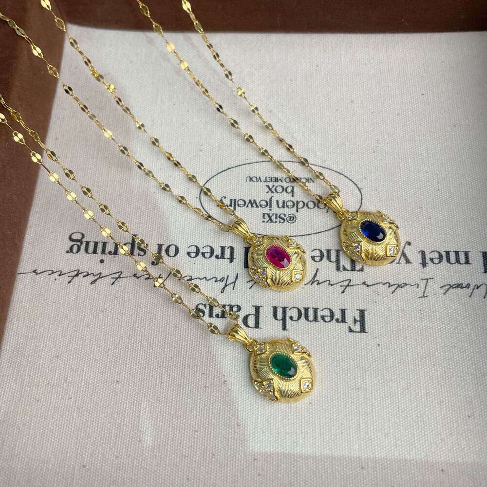 Tiqi antique style brushed pigeon egg women's S pure sier exquisite emerald necklace