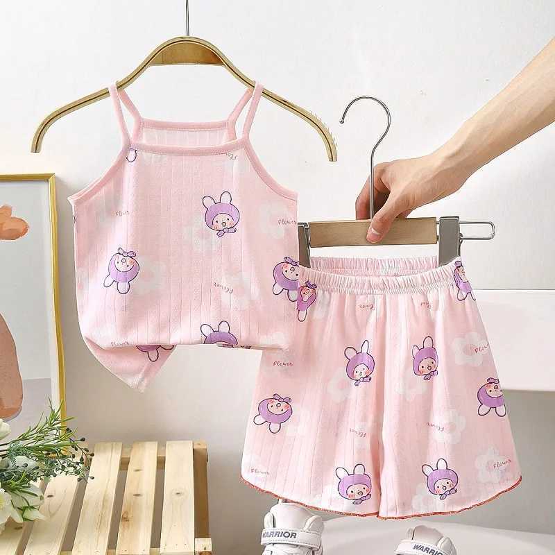 Baby Clothes Sets Summer Toddler Girl Strap Suits Cotton Printing Baby Boy Tops Tee and Shorts Infant Tracksuit Newborn Sets W250218