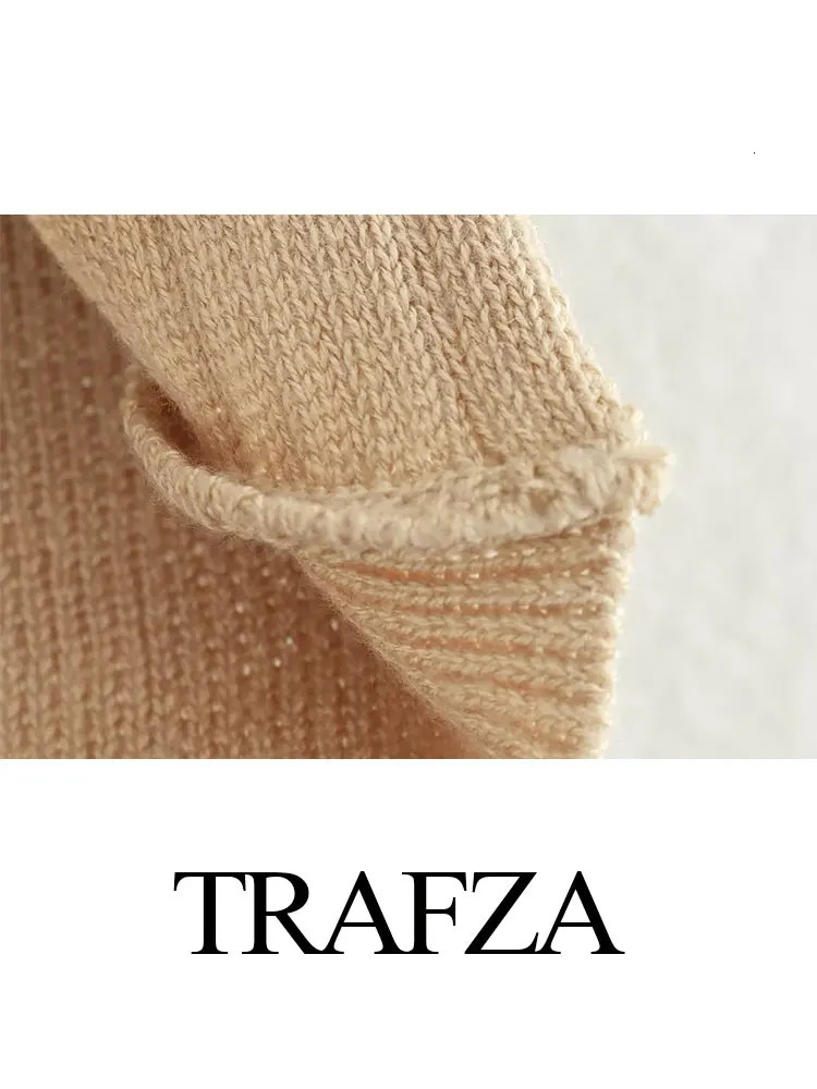 TRAFZA Retro Slit Knotted Knit Skirt Womens Slim Skirt Set Fashion Metallic Color Cross Womens Short Vest Top 2-Piece Set 250206