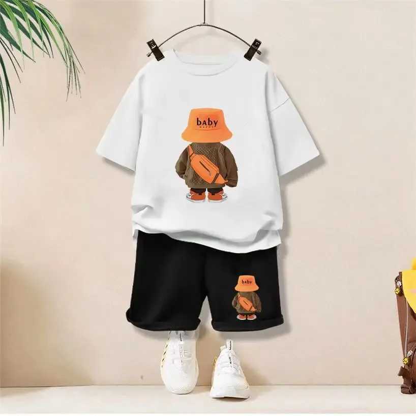 Summer Baby Girls Clothes Set Children Boy Bear Tshirts and Shorts 2 Pieces Suit Kid Casual Top Bottom Outfit Tracksuit W250218