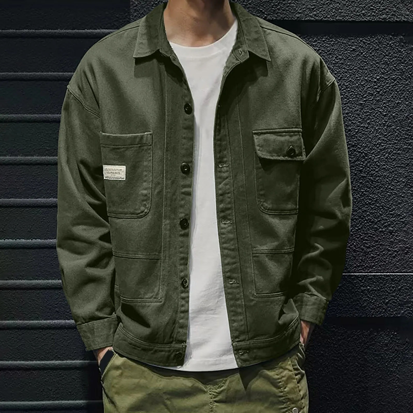 Men S Flannel Jackets Male Loose Casual Denim Jacket Retro Work Shirt Racing For High Street Motorcycle 250210