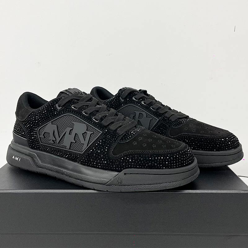 Designer Crystal Classic Low Sneakers 2025 Spring Fashion Brand Men Sports Shoes Rubber Sole Crystal Inlaid Leather Upper Women Tennis Shoes