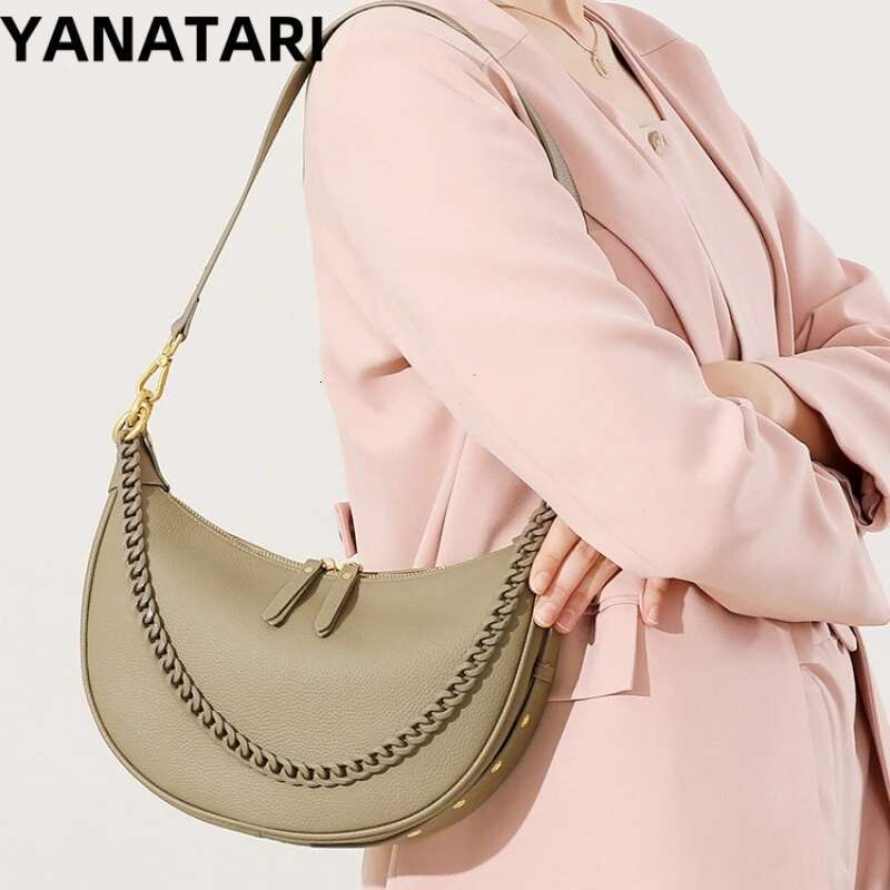 YANATARI Genuine Leather Dumpg Large Capacity Minimalist Crossbody Women Female Fashion Underarm Bag