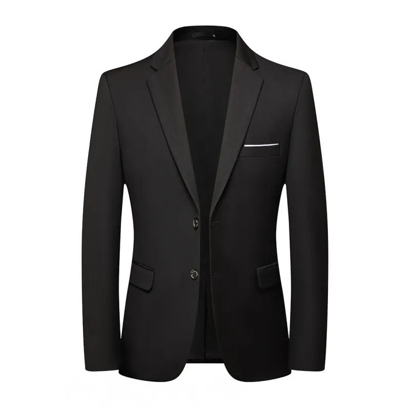Blazer Fashion Men Business Casual Solid Color British Style Wedding Gentleman Slim Professional Formal Suit 250214