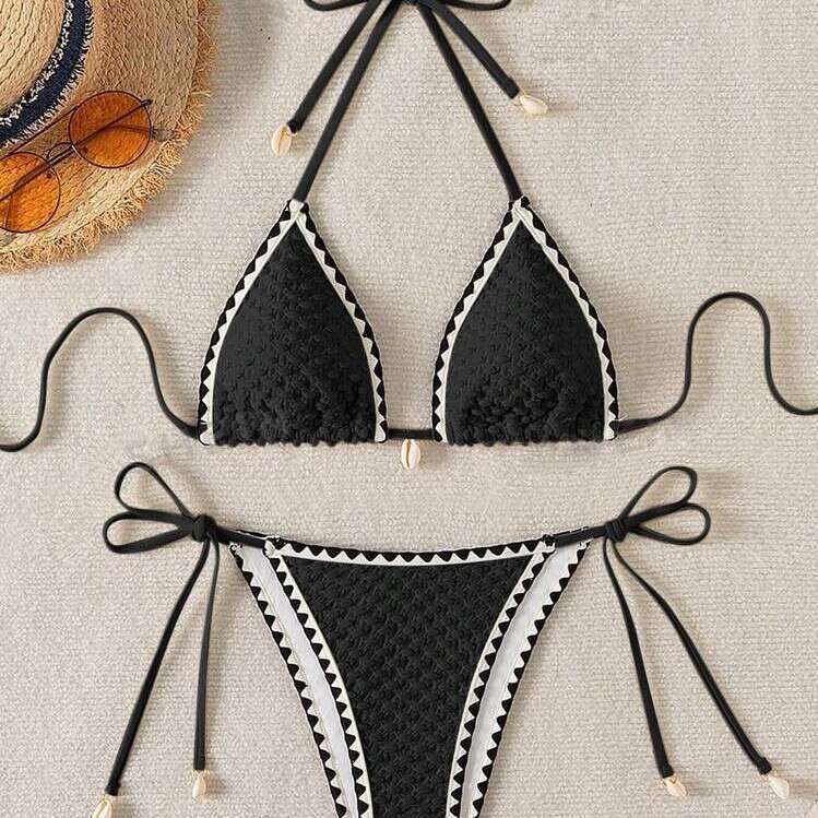 New Women's Sexy Split Bikini Knitted Three-point Beach Swimsuit Luxury Swimwear Swimwear Sexy Luxury Bikini Swimsuits Designer Womens Bathing Su