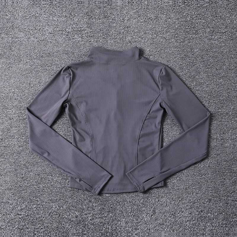 Active Shirts Tees New fashion slim fit womens jacket long Sleve gym breathable exercise top quick drying sports jacket full zipper H25218