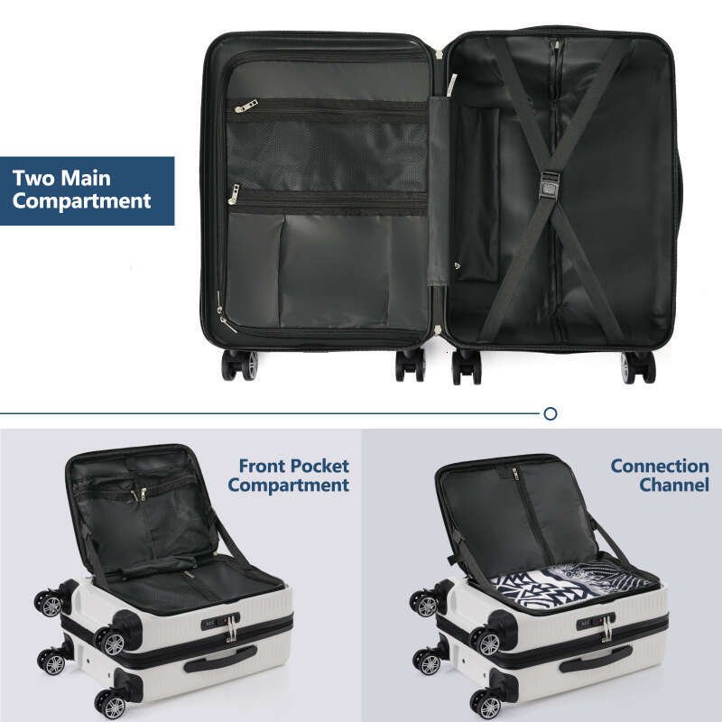 Open Lage Lightweight Suitcase with Front Pocket and USB Port, 1 Portable Carrying Case
