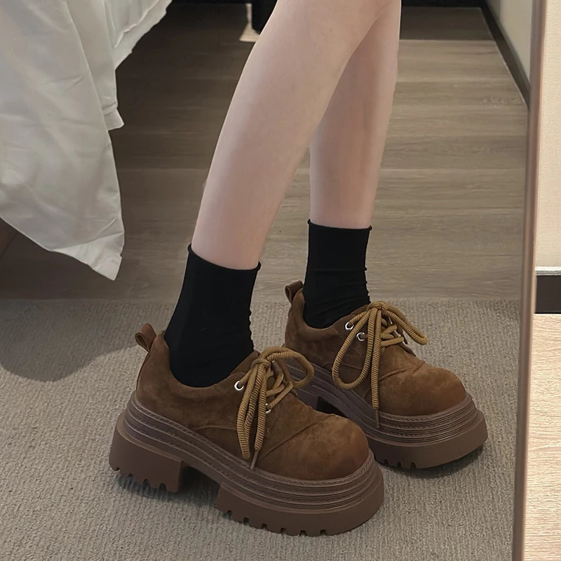 er Vintage Women Mary Jane Shoes Fashion Lace Up 2025 Spring Autumn Platform Single Shoes 250122