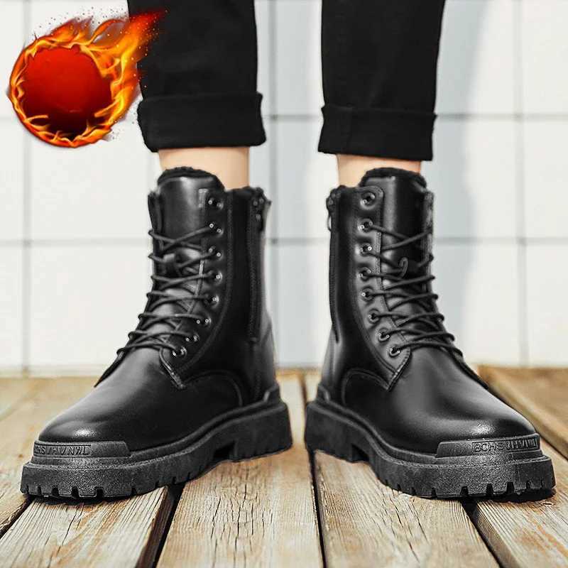 Winter boots For Men Black Boots Casual sneaker shoes men PU Leather Autumn Mens boots Mens safety shoes botas para hombre XJ250217