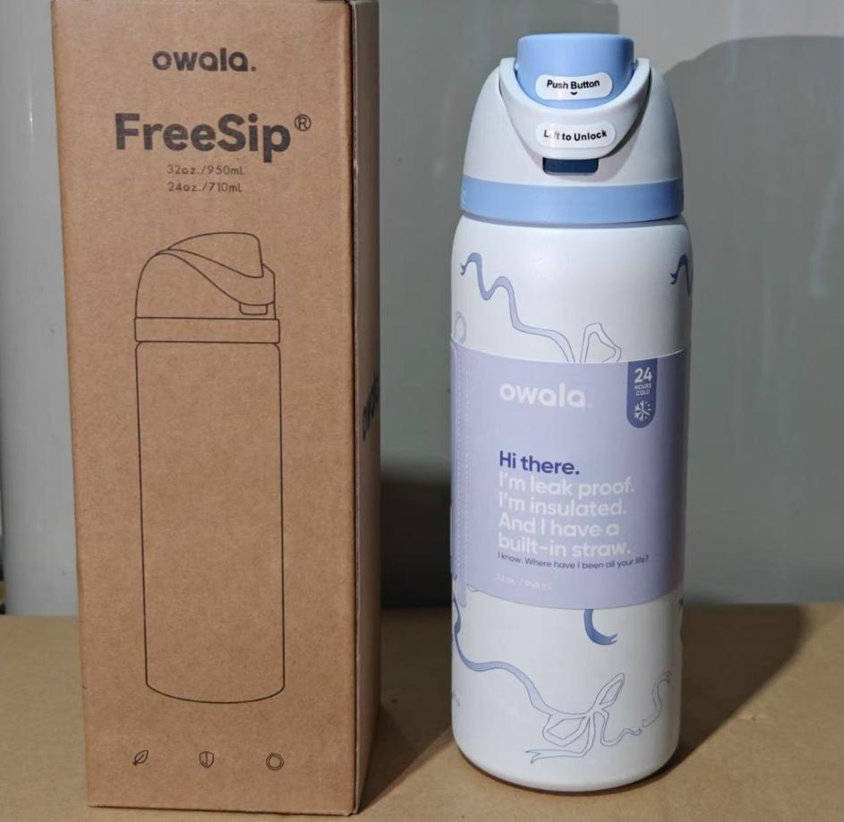 Owala Cat Design Cup Vacuum Flasks Thermoses Water Bottle Drinkware Thermo Tumbler Stainless Steel Thermal Mug Original Cold Coffee 24Oz 32Oz 0218
