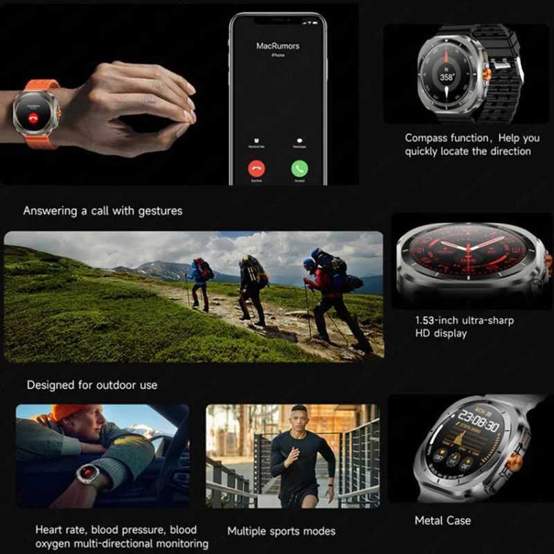 For 7 between GPS Cpass NFC Smart Watch Outdoor Sports Man AMOLED BT Call IP68 Galaxy 6 Upgraded Smartwatch Y250218