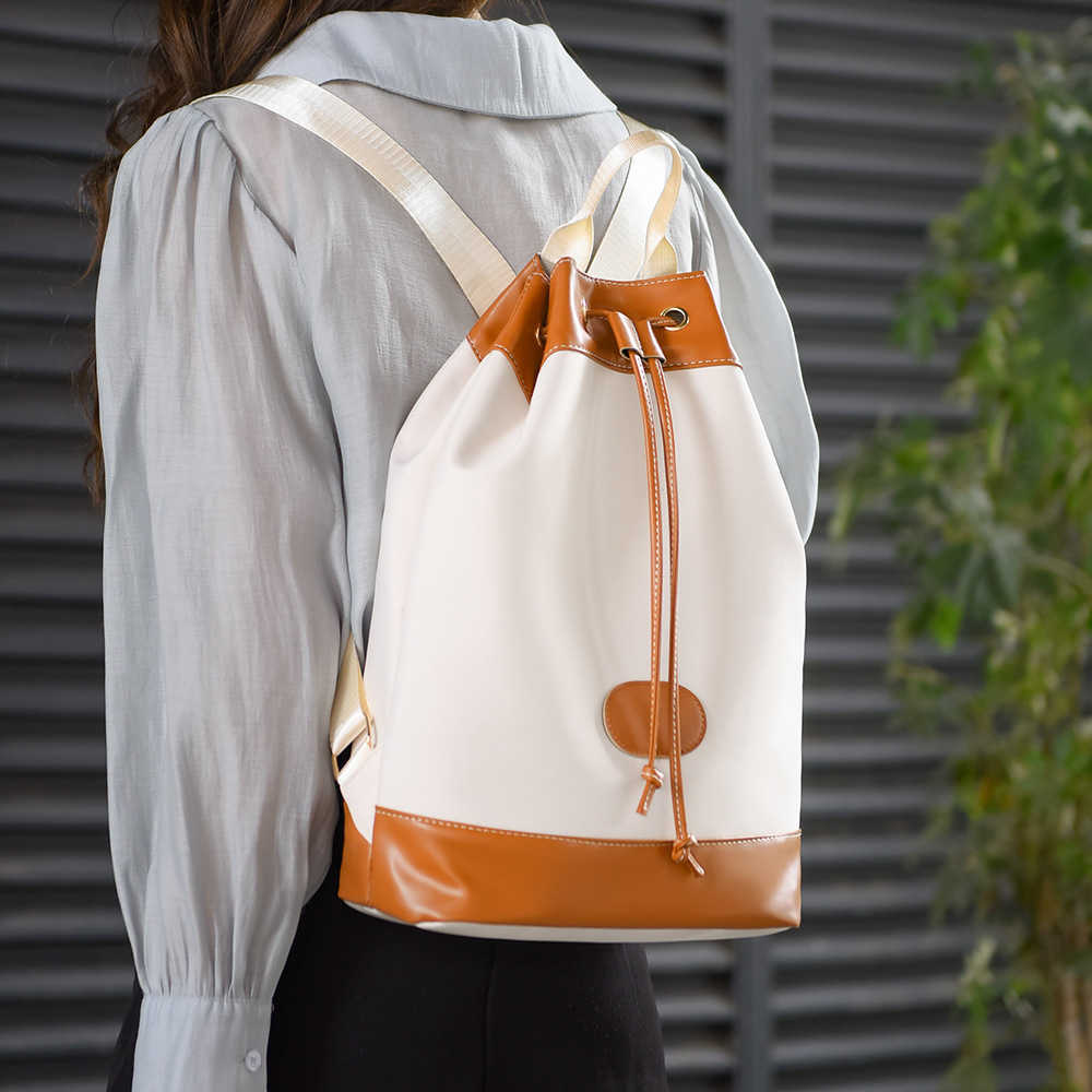 Shoulder Bag New Womens Bag Fashion Splicing Drawstring Contrast Color Large Capacity Bucket Bag Shoulder Bag for Women