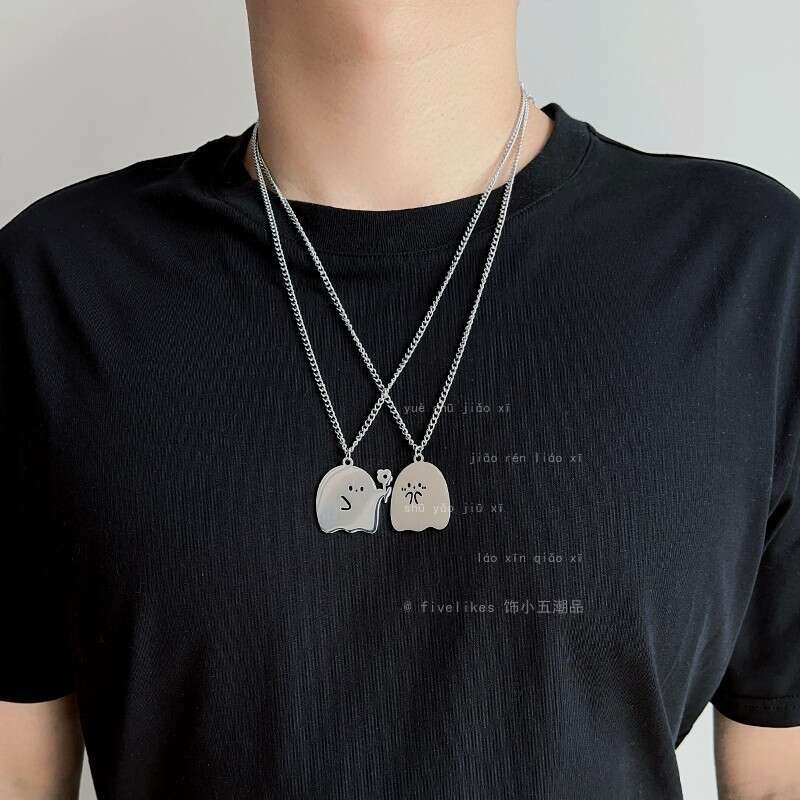 Ghost Couple Cartoon Cute Necklace Boys Trendy Pendant Gives You a Little wer