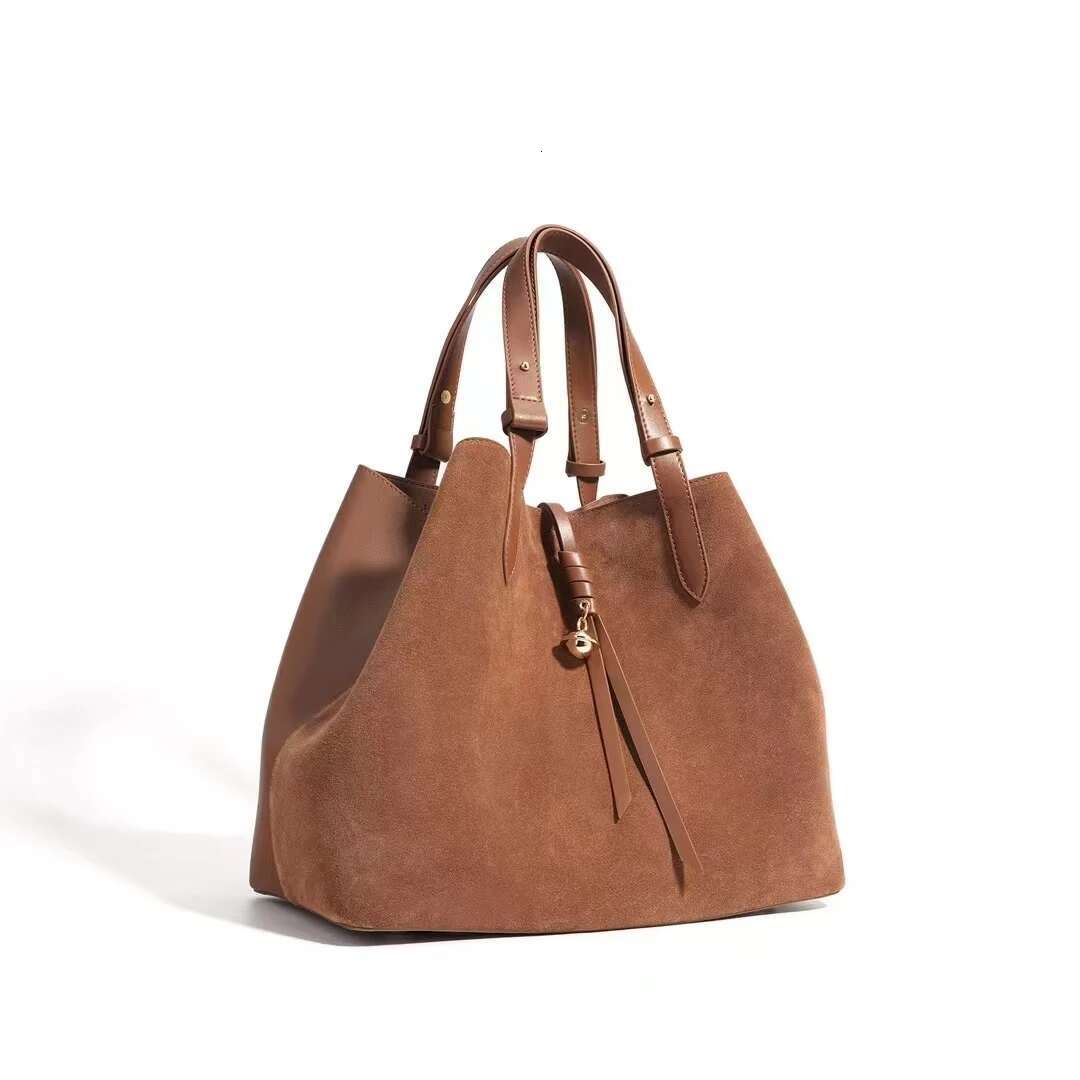 Brand Design High Quality Suede Handbag For Women Fashion Large Capacity Genuine Leather Hobo Tote Bags