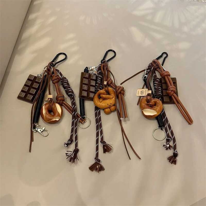 Keychains Lanyards Korean Style Bread Bag Pendant Autumn-Winter Keychain Ornament Braided Rope Alkali Water Bound Multifunction H250217