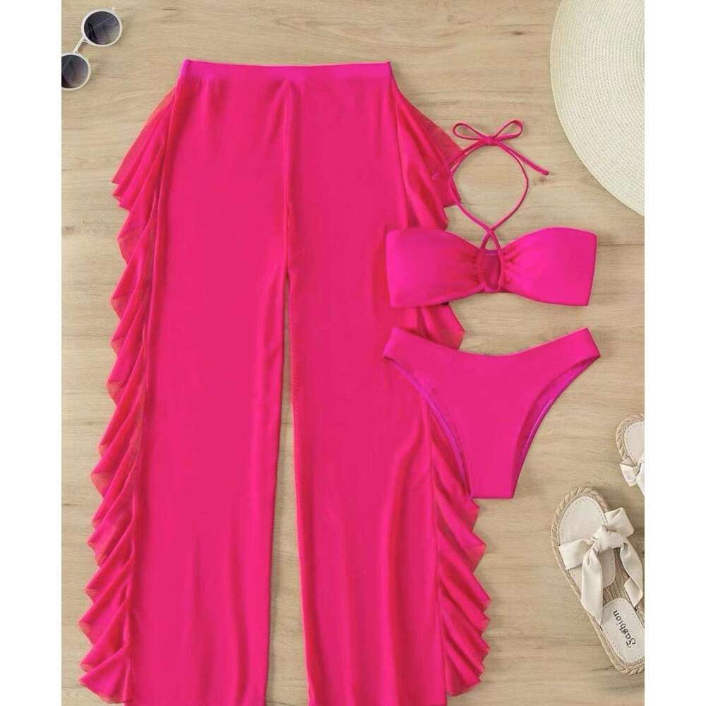 Mesh Solid Color Three Piece Bikini Split Thong Sexy Swimwear New Style Maillot De Bain Swimming Suit for Women Designer Bikini Swimwear Swimwear New 